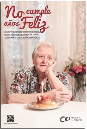 Amigos de los Mayores lanza la campaña #NoCumpleAñosFeliz para sensibilizar sobre la soledad de las personas mayores en España